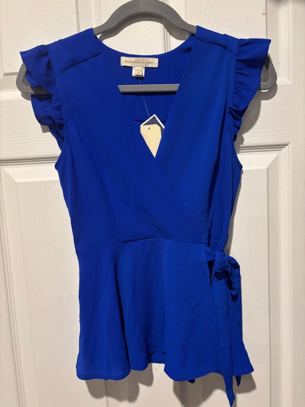 Monteau Cobalt Blue Wrap Blouse